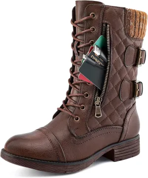 STQ Women's Combat Boots Lace up Ankle Booties
