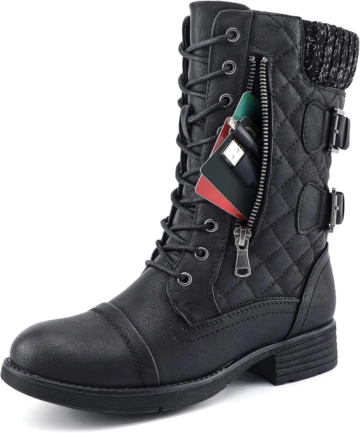 STQ Women's Combat Boots Lace up Ankle Booties