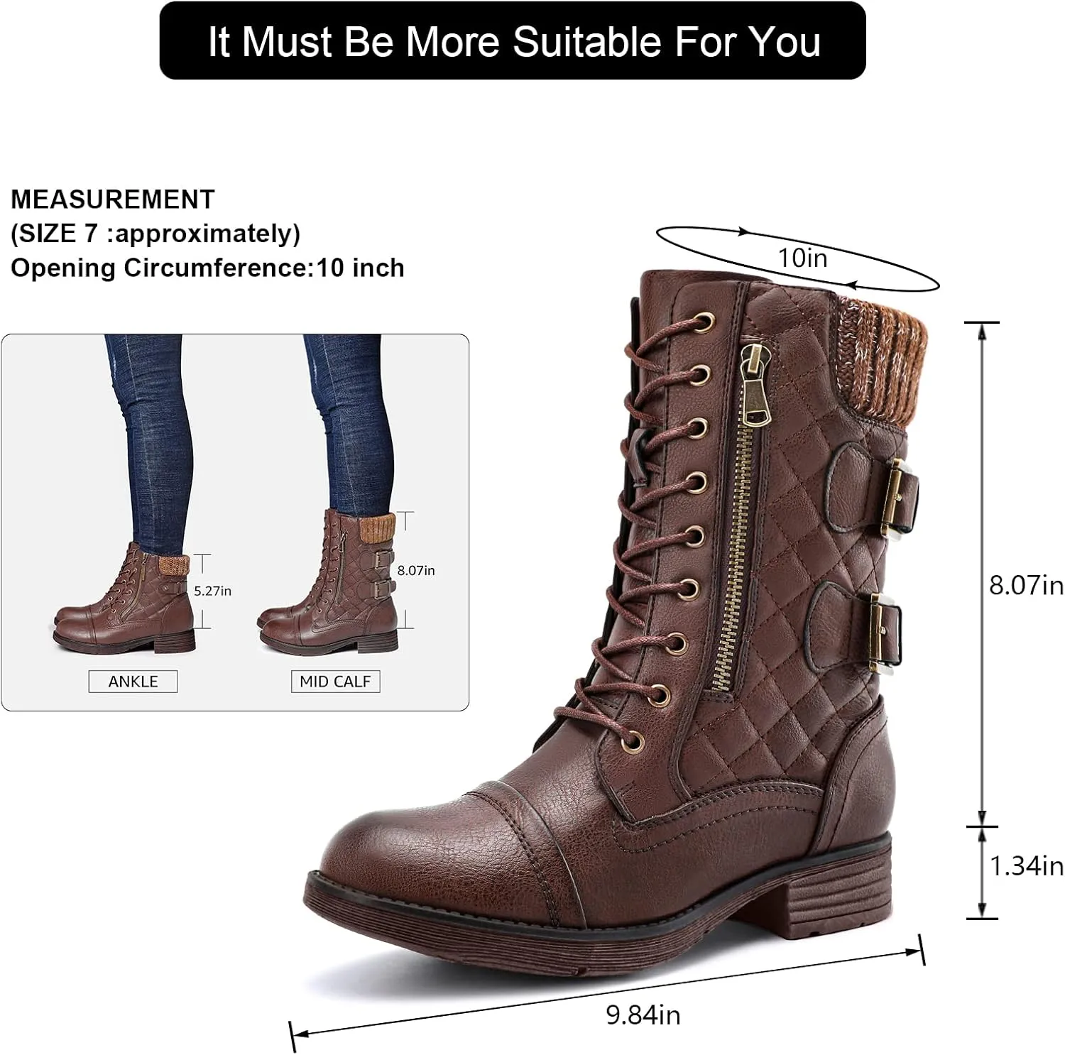 STQ Women's Combat Boots Lace up Ankle Booties