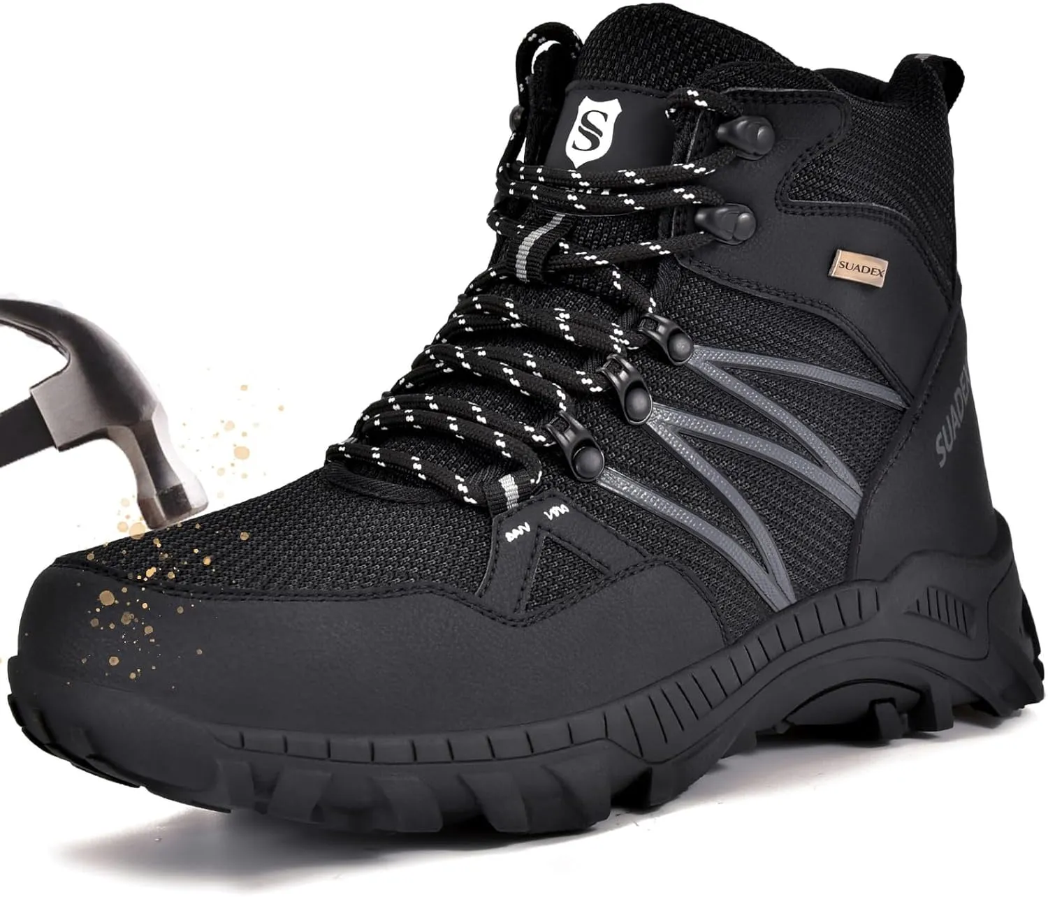SUADEX Steel Toe Boots for Men Work Safety Indestructible Boots for Women Construction Shoes Composite Toe