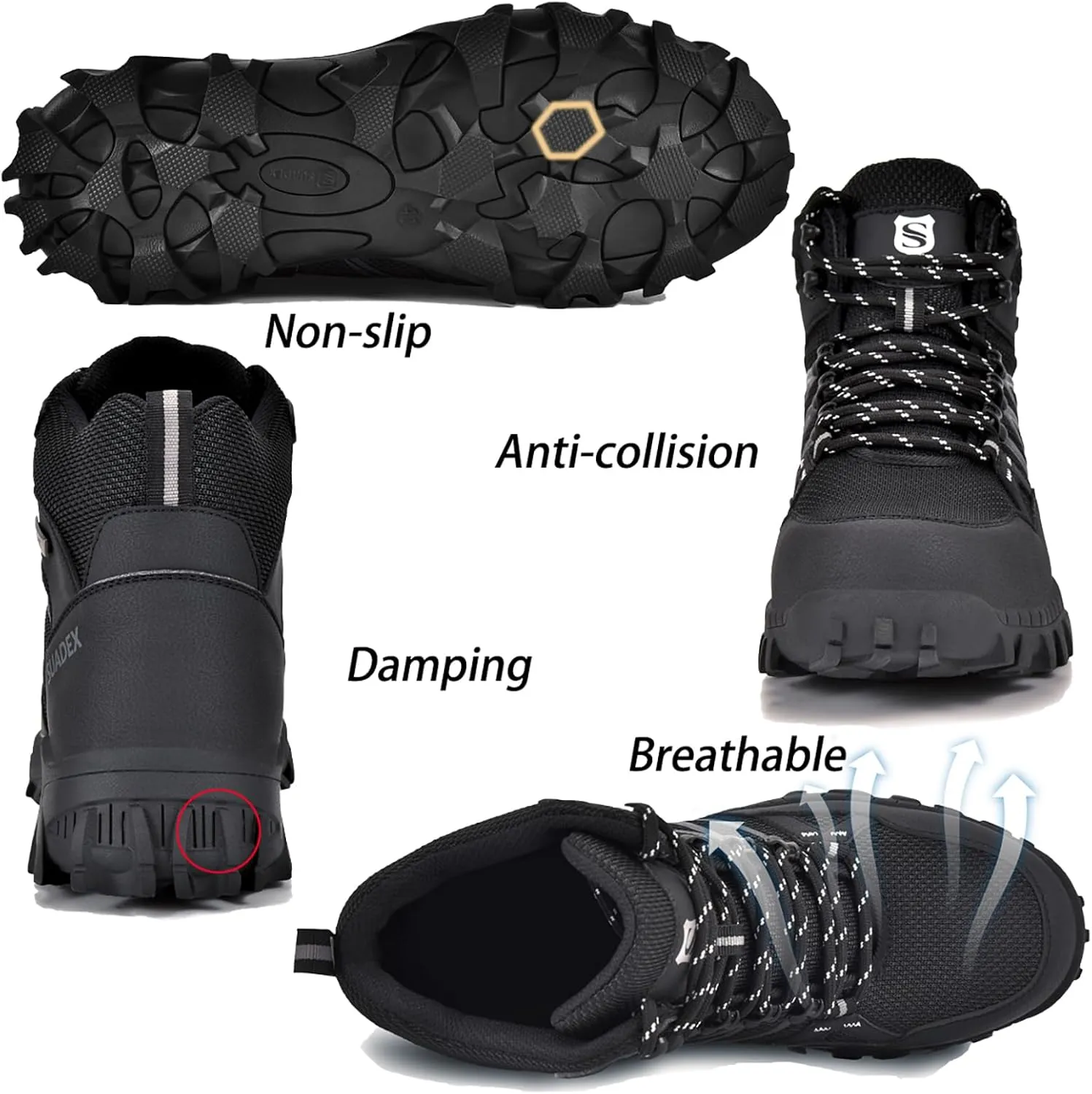SUADEX Steel Toe Boots for Men Work Safety Indestructible Boots for Women Construction Shoes Composite Toe