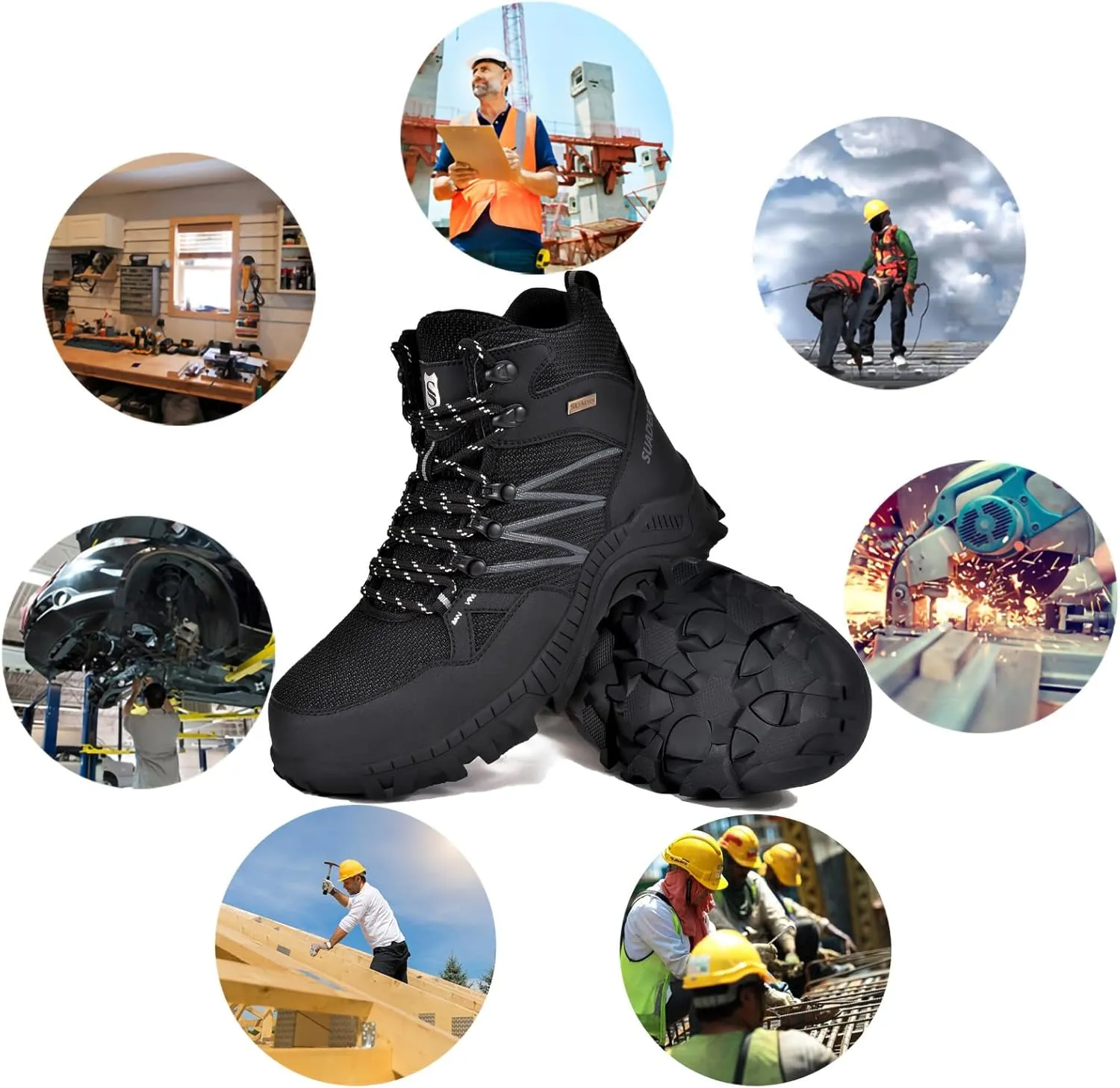 SUADEX Steel Toe Boots for Men Work Safety Indestructible Boots for Women Construction Shoes Composite Toe