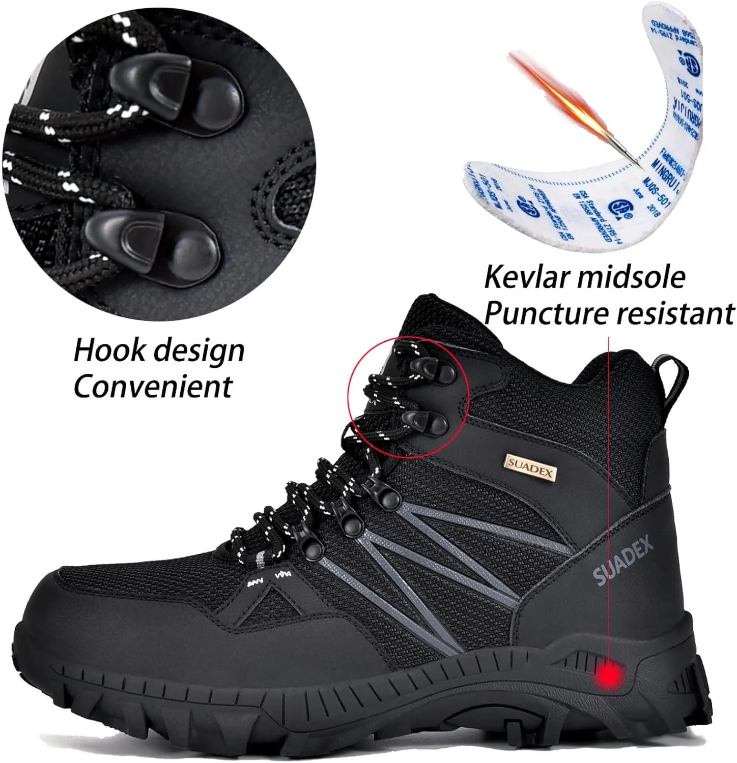 SUADEX Steel Toe Boots for Men Work Safety Indestructible Boots for Women Construction Shoes Composite Toe