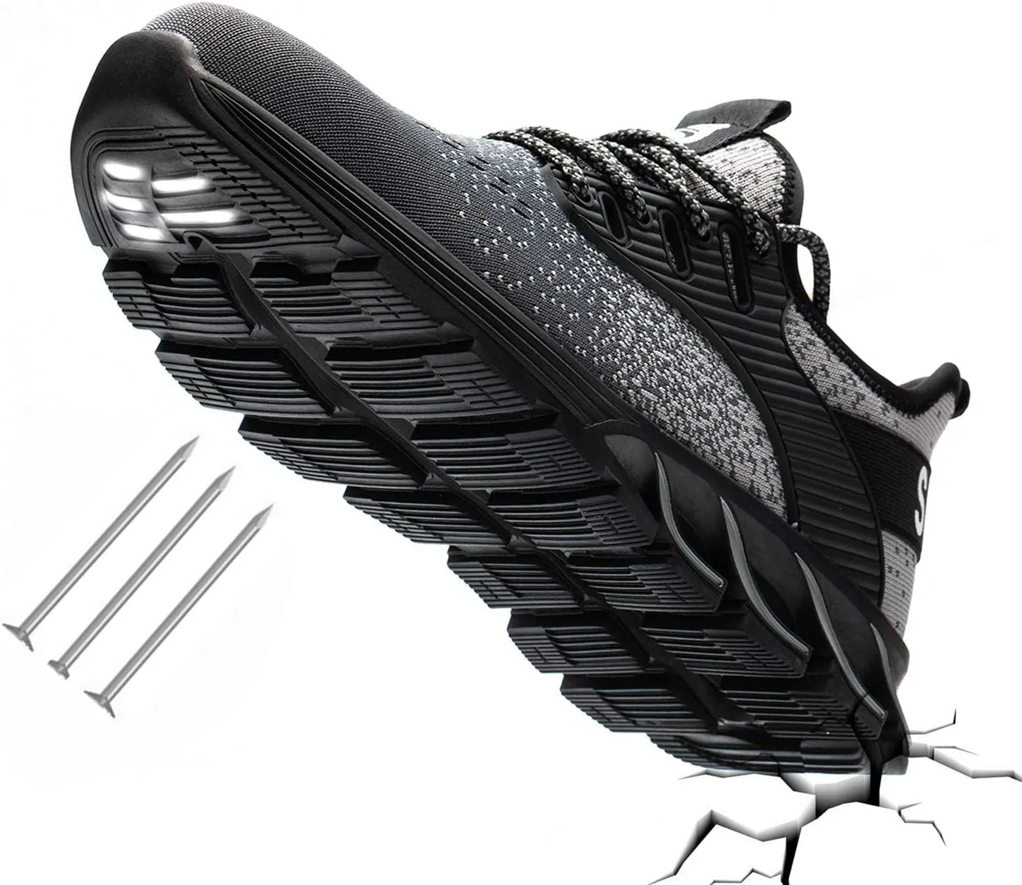 SUADEX Steel Toe Shoes for Men Women Indestructible Safety Work Tennis Shoes Lightweight Comfortable Slip Resistant Breathable Construction Composite Toe Sneakers