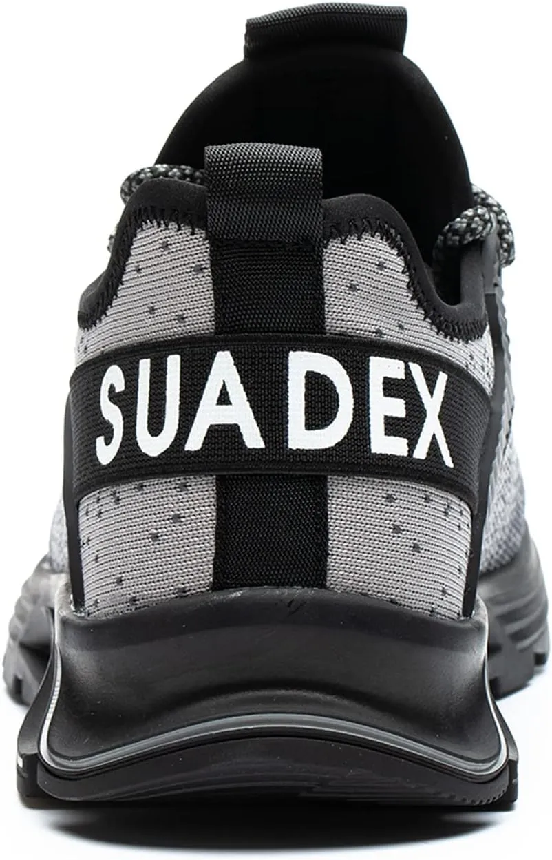 SUADEX Steel Toe Shoes for Men Women Indestructible Safety Work Tennis Shoes Lightweight Comfortable Slip Resistant Breathable Construction Composite Toe Sneakers
