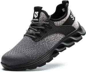 SUADEX Steel Toe Shoes for Men Women Indestructible Safety Work Tennis Shoes Lightweight Comfortable Slip Resistant Breathable Construction Composite Toe Sneakers