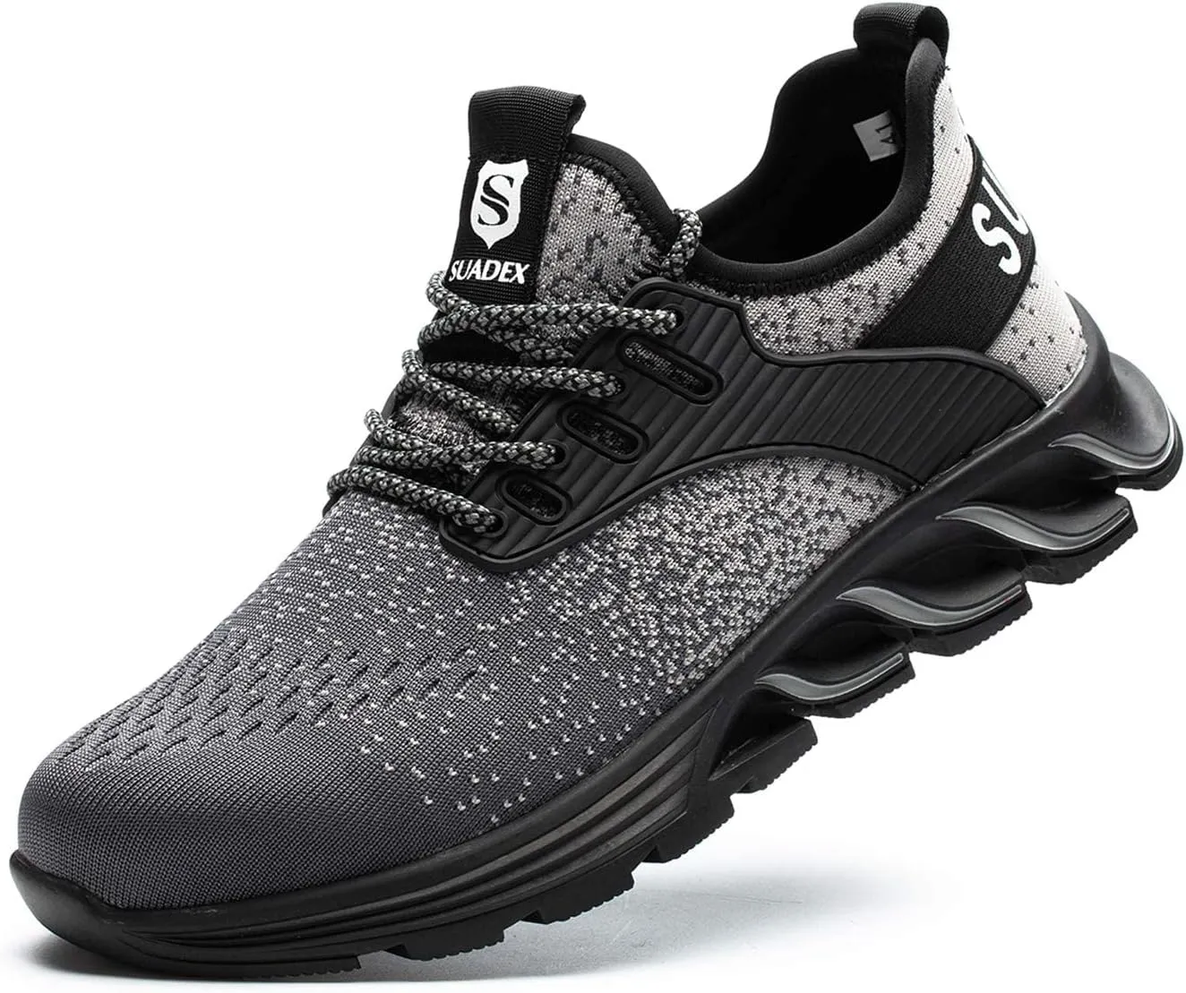 SUADEX Steel Toe Shoes for Men Women Indestructible Safety Work Tennis Shoes Lightweight Comfortable Slip Resistant Breathable Construction Composite Toe Sneakers