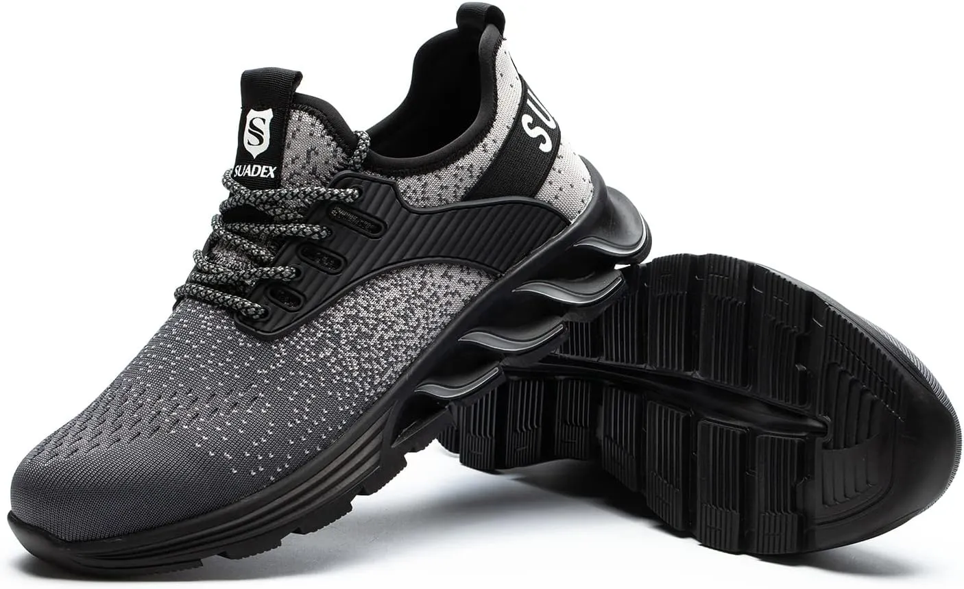 SUADEX Steel Toe Shoes for Men Women Indestructible Safety Work Tennis Shoes Lightweight Comfortable Slip Resistant Breathable Construction Composite Toe Sneakers