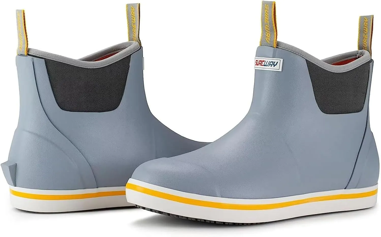 SUREWAY Men's Ankle Fishing Deck Boots for Men-Waterproof,Professional Non-Slip Soles for Wet Slippery Surface,Neoprene Rubber Rain Boot/Shoes for Hunting Boating Gardening