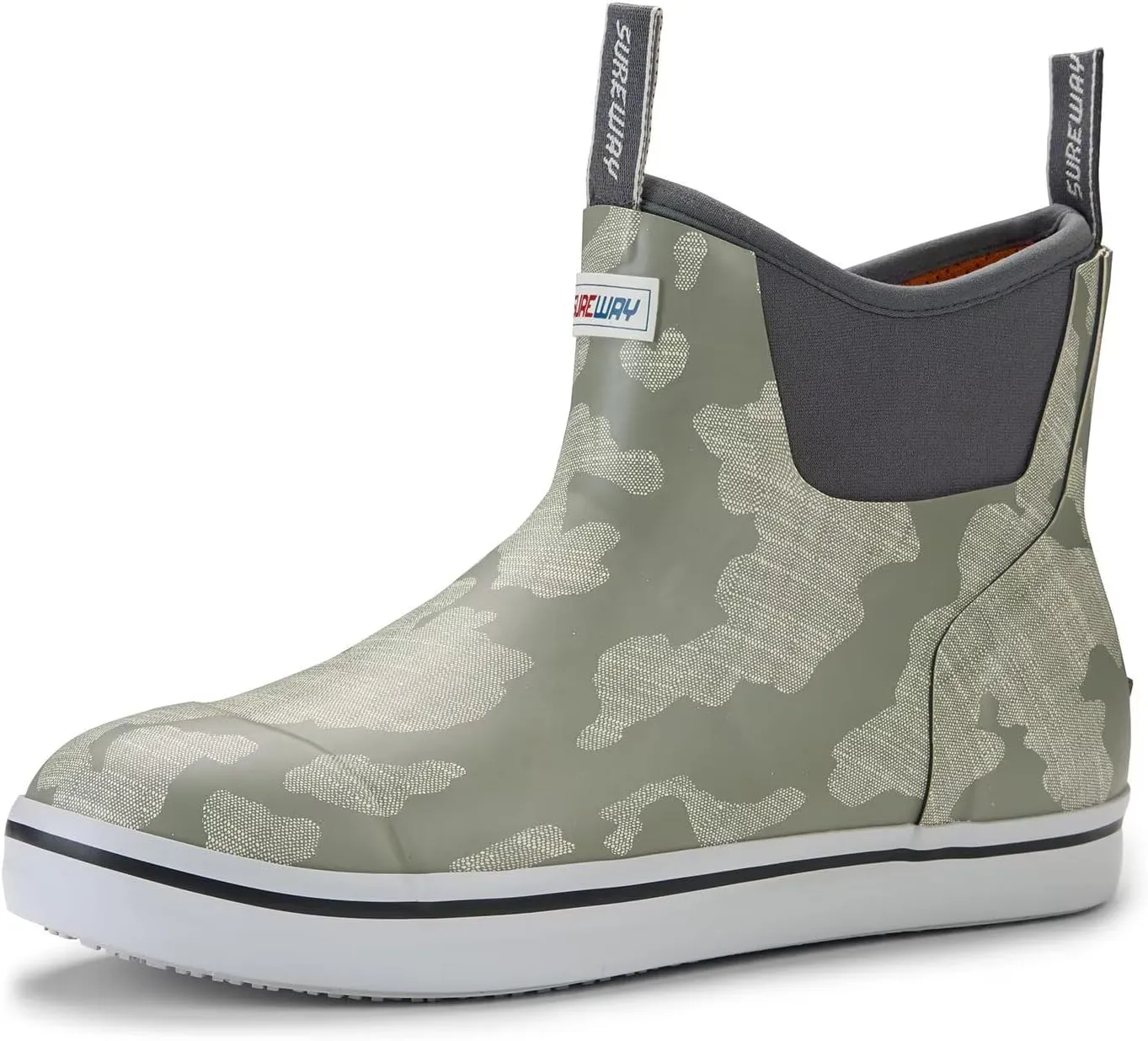 SUREWAY Men's Deck Boots Professional Non-Slip Fishing & Ankle Boating Boot Waterproof Rain Boots, Lightweight Neoprene Rubber Deck Boots