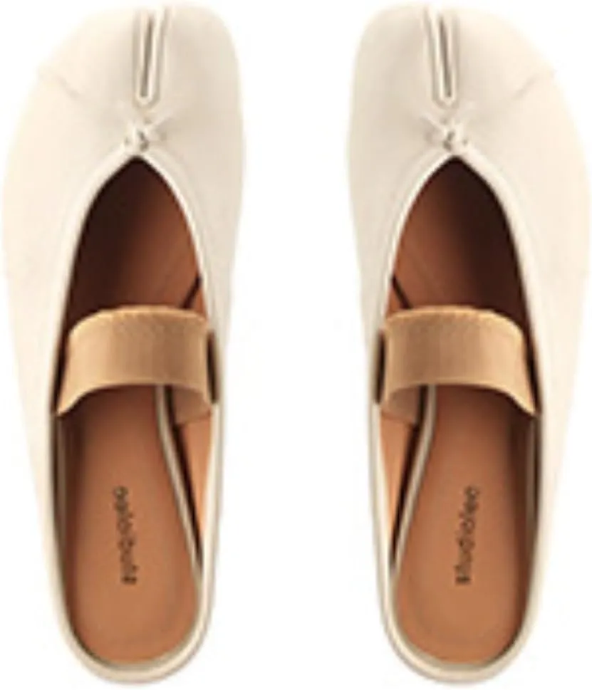 Tabi Shoes Women Slip on Ballet Flat Elastic Strap Slippers - Low Top Split Toe Orthopedic Sandals Cute Casual Comfortable Walking Lightweight Loafers Female Solid All-Match for Daily Wear Mules