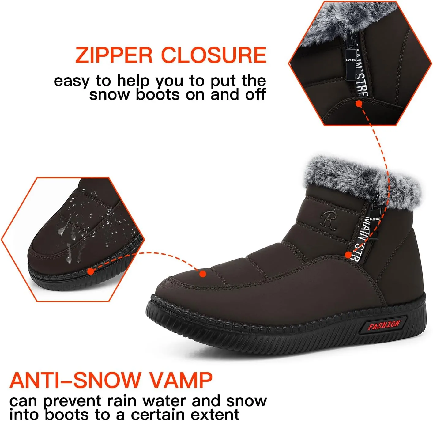 TEMOFON Womens Snow Boots Winter Warm Ankle Boots Waterproof Outdoor Fur Lined Shoes for Women