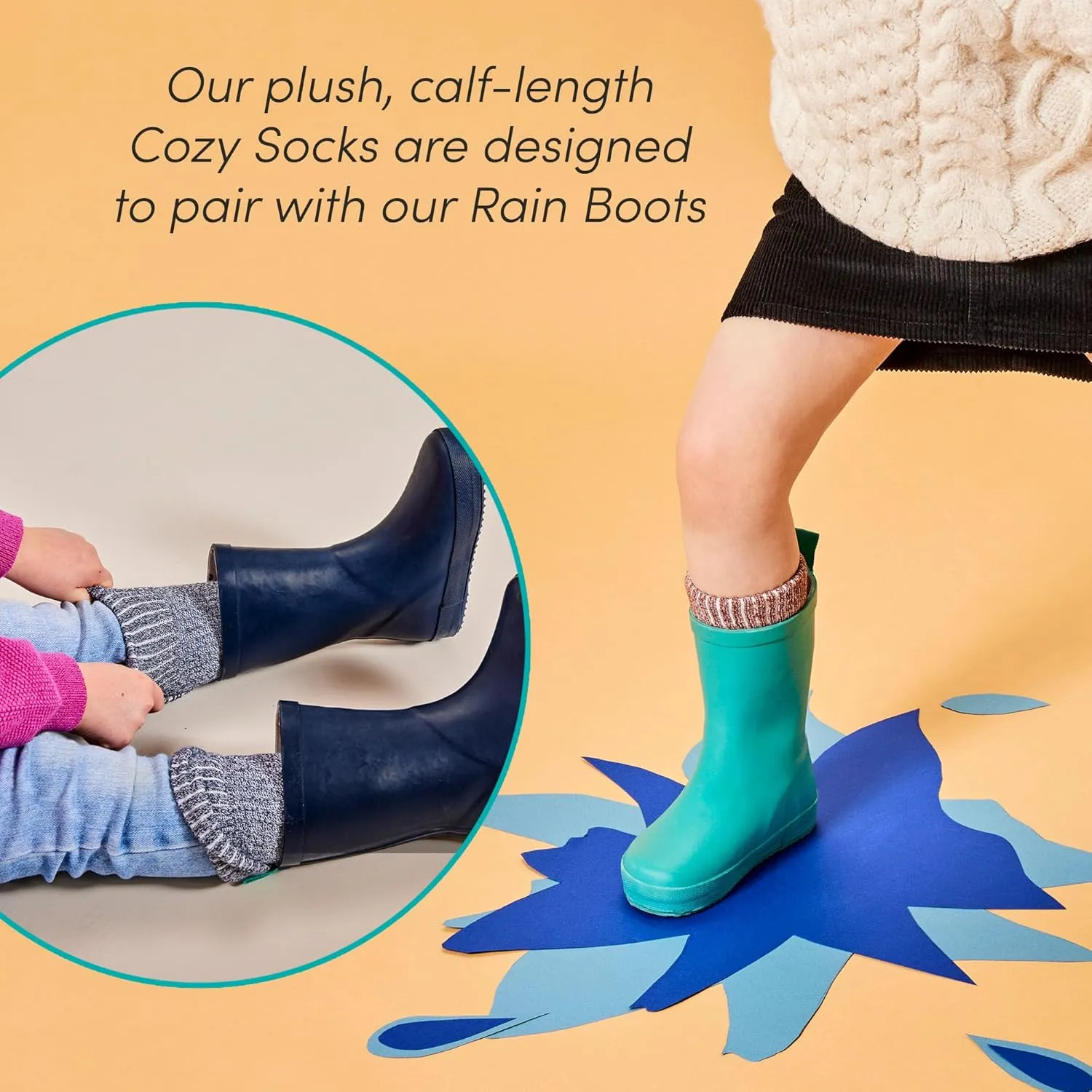 Ten Little Toddler Rain Boots for Boys & Girls, Waterproof, Lightweight, Flexible Rubber Boots with Traction for Kids