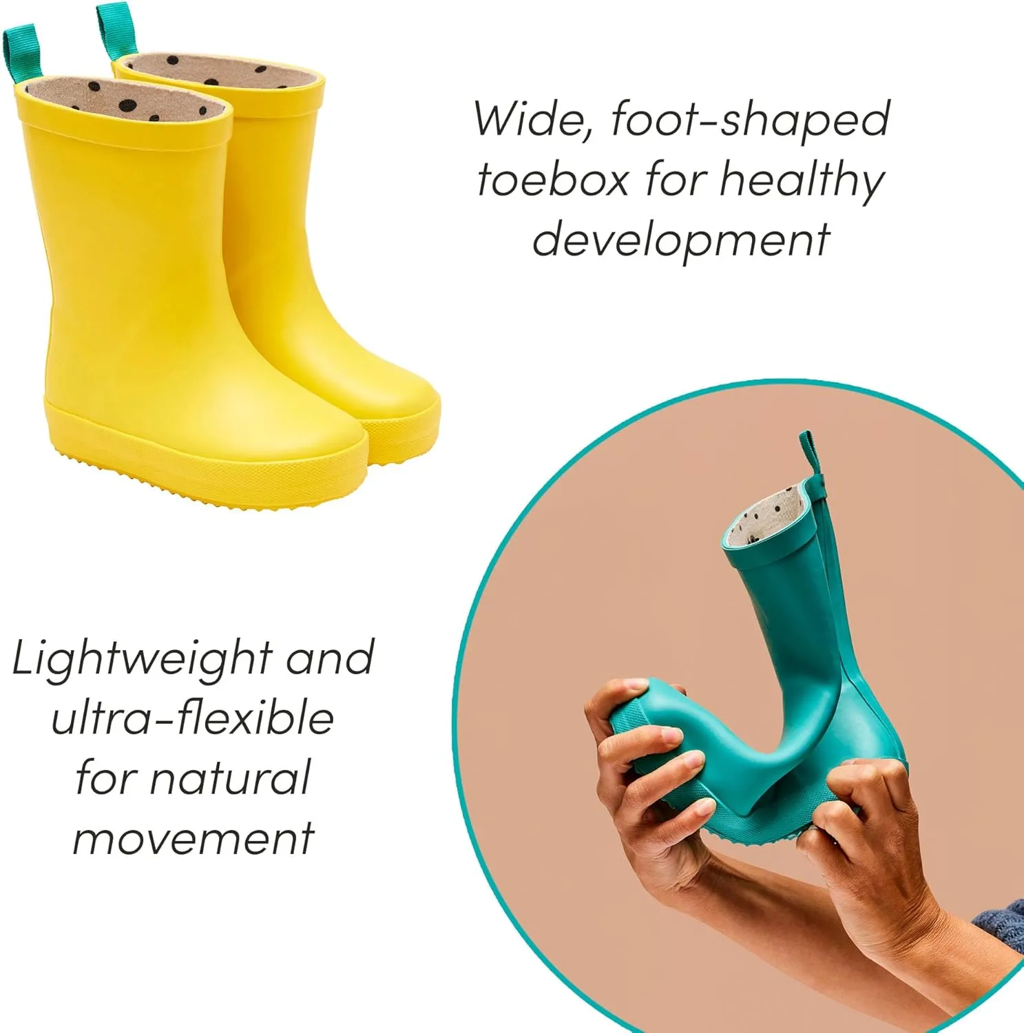 Ten Little Toddler Rain Boots for Boys & Girls, Waterproof, Lightweight, Flexible Rubber Boots with Traction for Kids