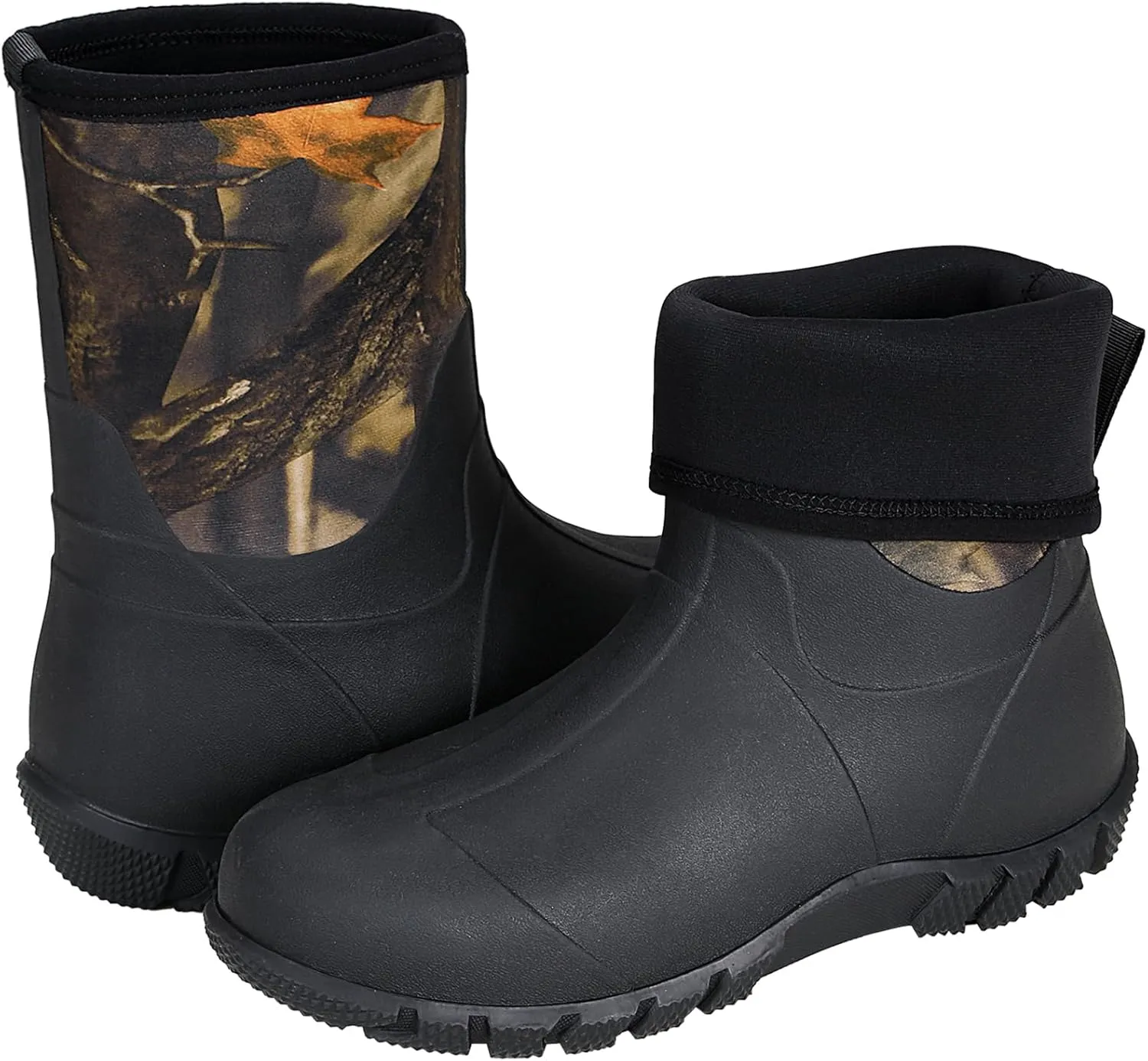 TENGTA Men's Wide Width Rubber Boots Womens Mid Calf Waterproof Mud Rain Boots for Hunting Farming Gardening Mud Working