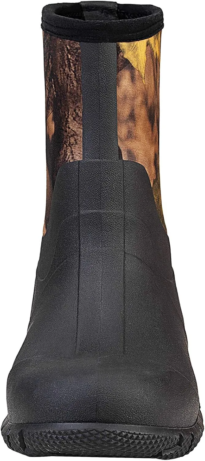TENGTA Men's Wide Width Rubber Boots Womens Mid Calf Waterproof Mud Rain Boots for Hunting Farming Gardening Mud Working