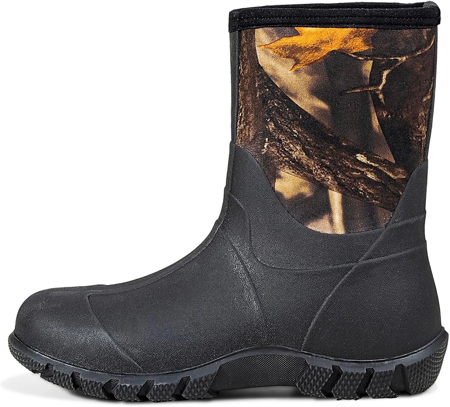 TENGTA Men's Wide Width Rubber Boots Womens Mid Calf Waterproof Mud Rain Boots for Hunting Farming Gardening Mud Working