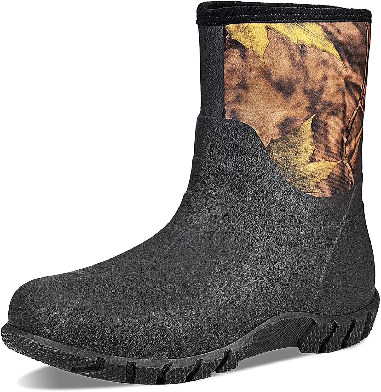TENGTA Men's Wide Width Rubber Boots Womens Mid Calf Waterproof Mud Rain Boots for Hunting Farming Gardening Mud Working