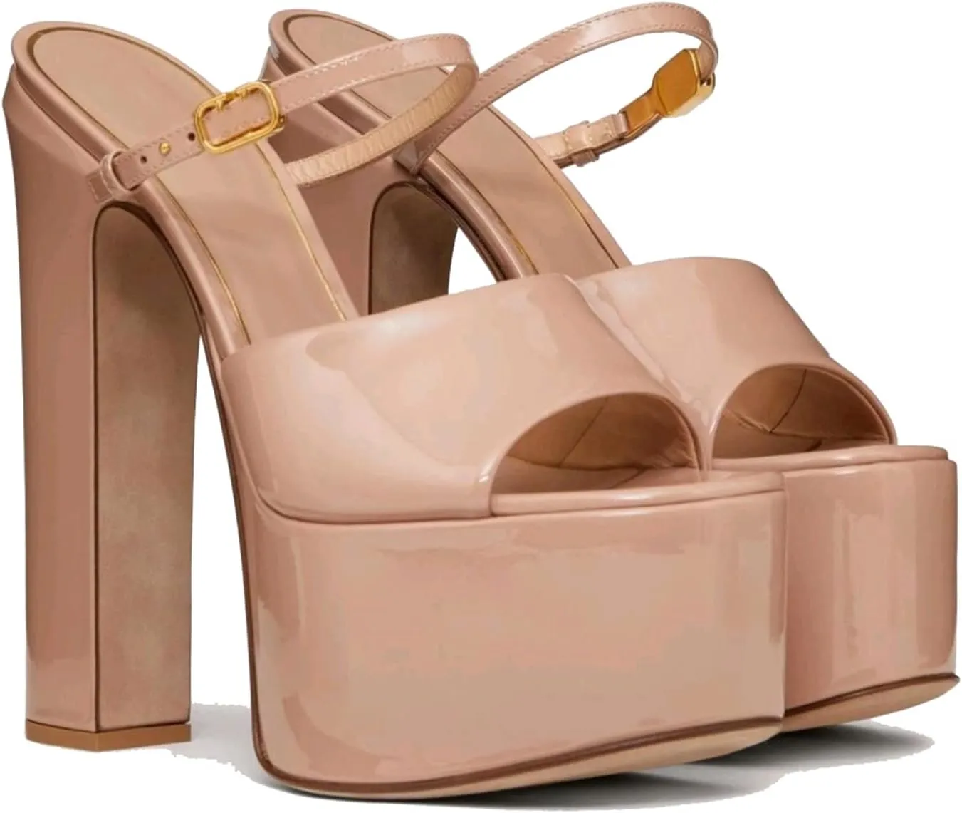 THESHY Platform Chunky Heels for Women,Ankle Strap Backless sandals Open Peep Toe High Heels Fashion Slip on Mules Summer Dress Pumps Shoes
