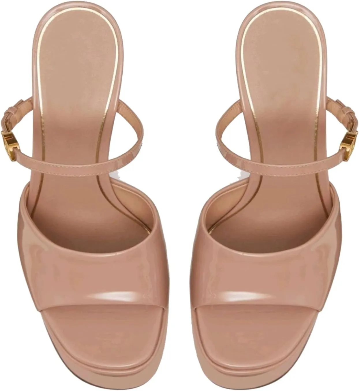 THESHY Platform Chunky Heels for Women,Ankle Strap Backless sandals Open Peep Toe High Heels Fashion Slip on Mules Summer Dress Pumps Shoes