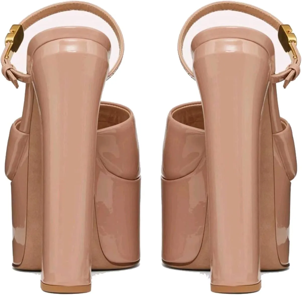 THESHY Platform Chunky Heels for Women,Ankle Strap Backless sandals Open Peep Toe High Heels Fashion Slip on Mules Summer Dress Pumps Shoes