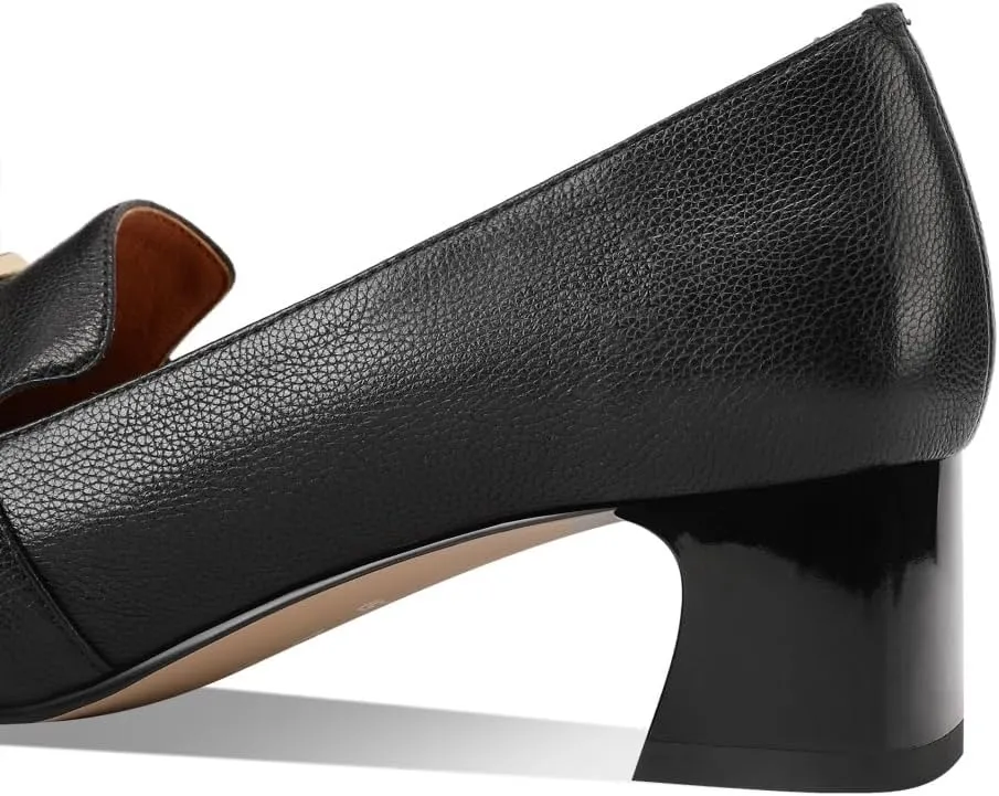 TinaCus Genuine Leather Women's Square Toe Handmade Low Chunky Heels Slip On Retro Loafers Shoes