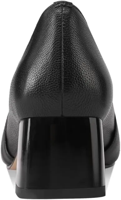 TinaCus Genuine Leather Women's Square Toe Handmade Low Chunky Heels Slip On Retro Loafers Shoes