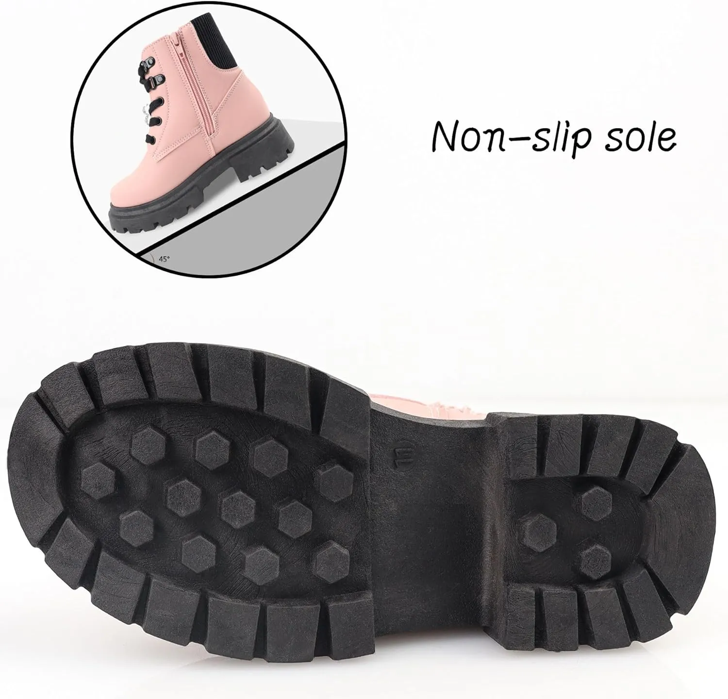 Toddler Boots Girl Side Zipper Lace Up Dress Combat Boots for Toddler/Little Kid/Big Kid