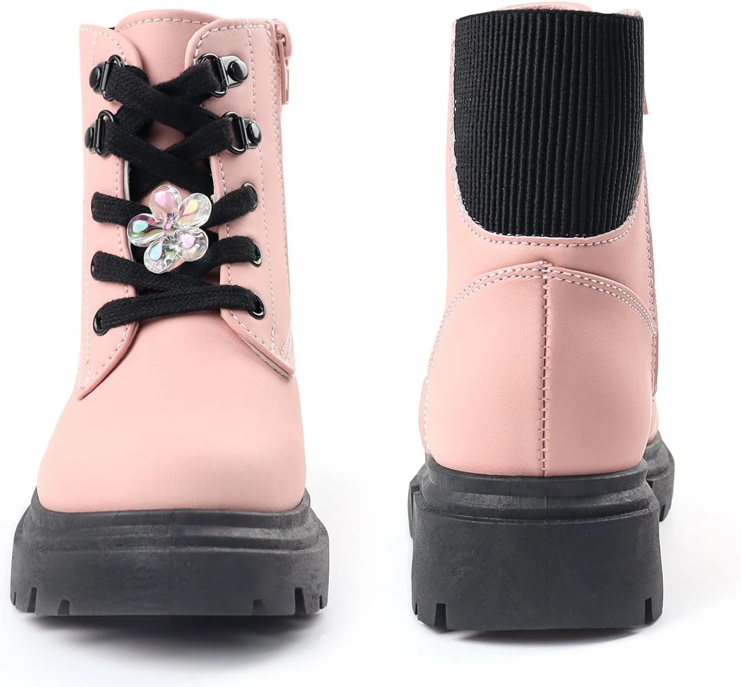 Toddler Boots Girl Side Zipper Lace Up Dress Combat Boots for Toddler/Little Kid/Big Kid