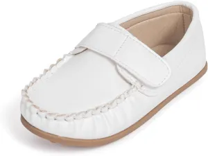 Toddler Boys Girls PU Leather Loafers Little Kids Slip-On Texture Flats Boat Wedding Dress Shoes School Uniform Moccasins Daily Walking Shoes(Toddler/Little Kids)