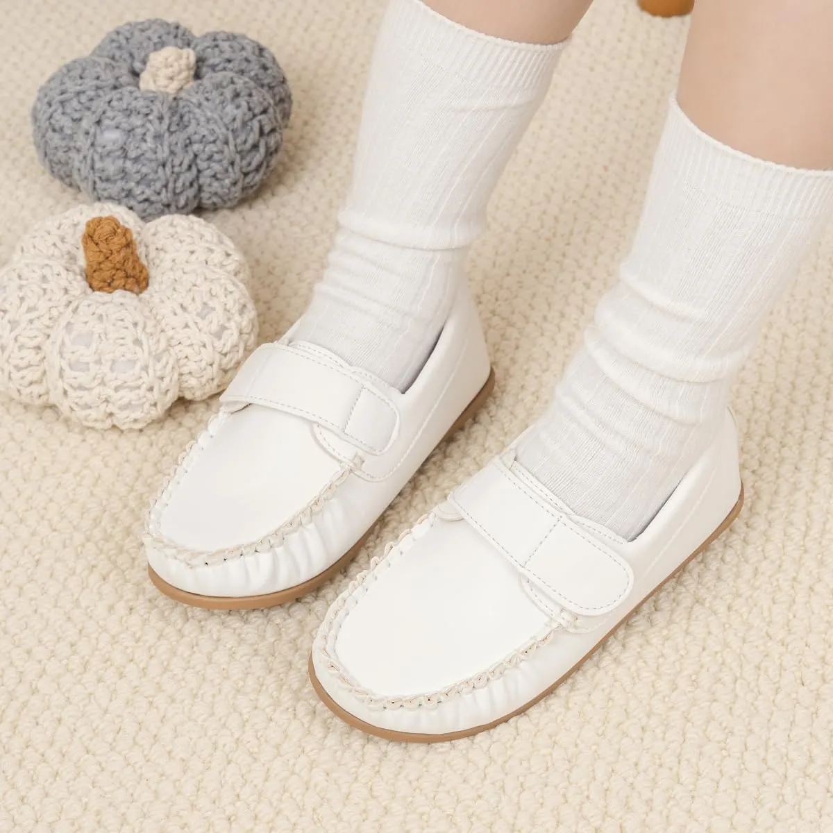 Toddler Boys Girls PU Leather Loafers Little Kids Slip-On Texture Flats Boat Wedding Dress Shoes School Uniform Moccasins Daily Walking Shoes(Toddler/Little Kids)