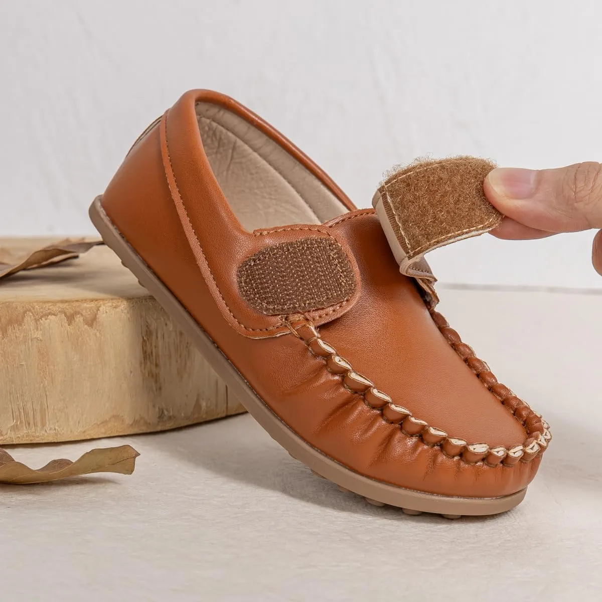 Toddler Boys Girls PU Leather Loafers Little Kids Slip-On Texture Flats Boat Wedding Dress Shoes School Uniform Moccasins Daily Walking Shoes(Toddler/Little Kids)