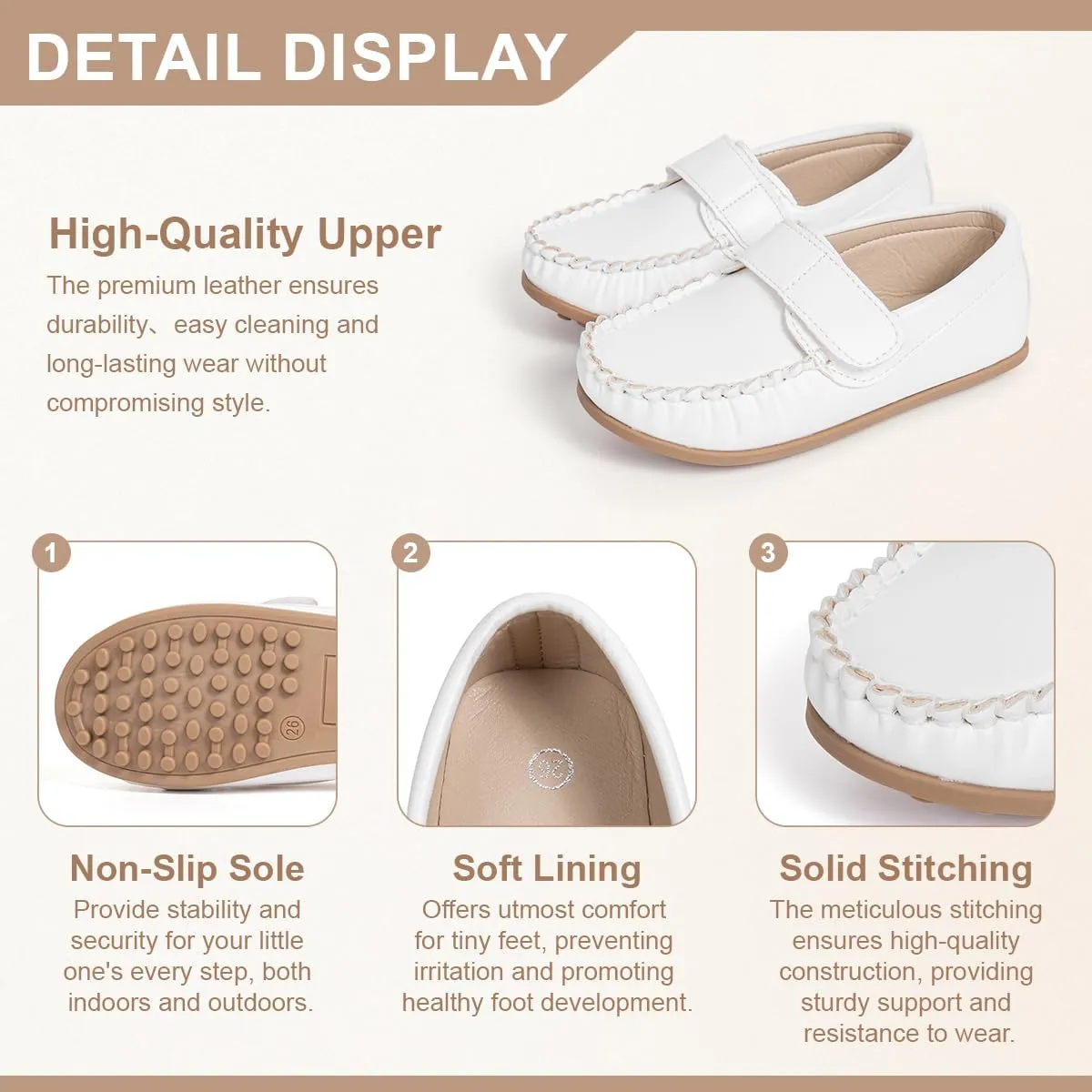 Toddler Boys Girls PU Leather Loafers Little Kids Slip-On Texture Flats Boat Wedding Dress Shoes School Uniform Moccasins Daily Walking Shoes(Toddler/Little Kids)