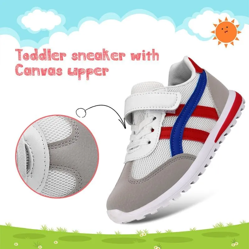 Toddler Boys Girls Slip On Canvas Sneakers Cartoon Dinasour Printed Little Kid Unisex Adjustable Strap Walking Shoes Lazy Shoes with Hook and Loops