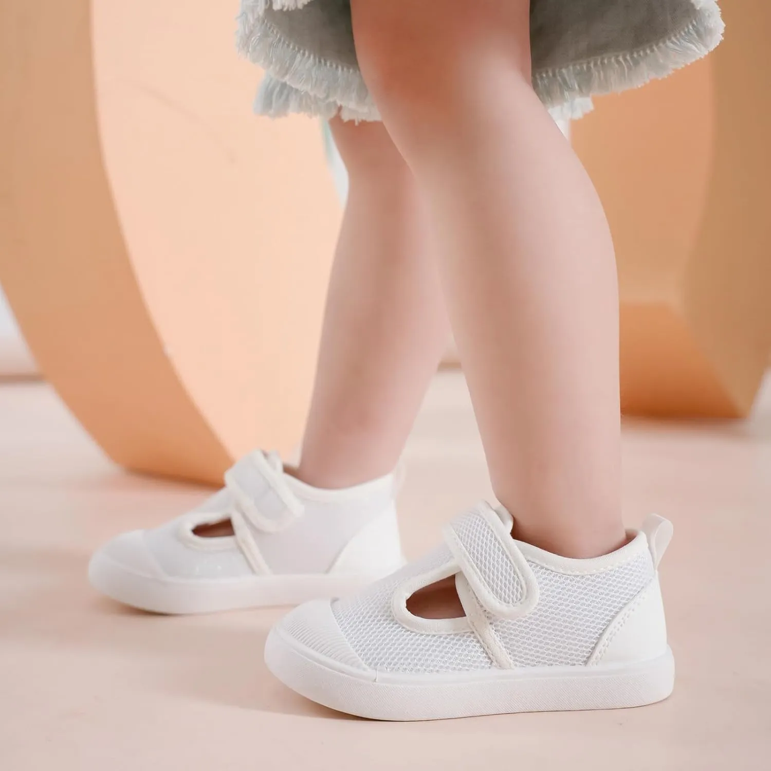Toddler Girls Boys Shoes Kids Canvas Sneakers with Cartoon Print Adjustable Velcro Strap