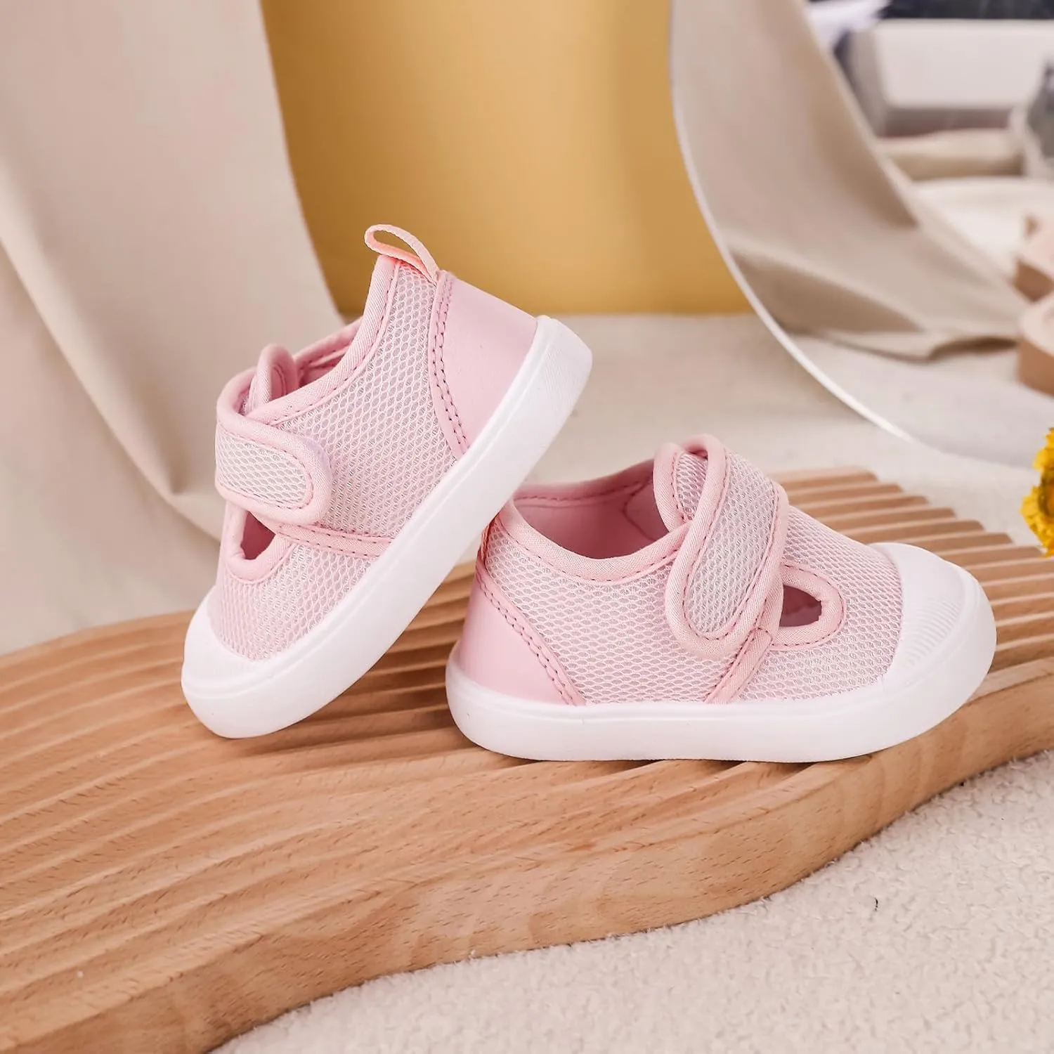 Toddler Girls Boys Shoes Kids Canvas Sneakers with Cartoon Print Adjustable Velcro Strap