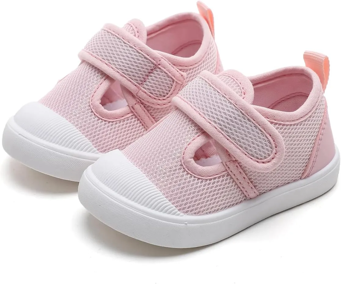 Toddler Girls Boys Shoes Kids Canvas Sneakers with Cartoon Print Adjustable Velcro Strap