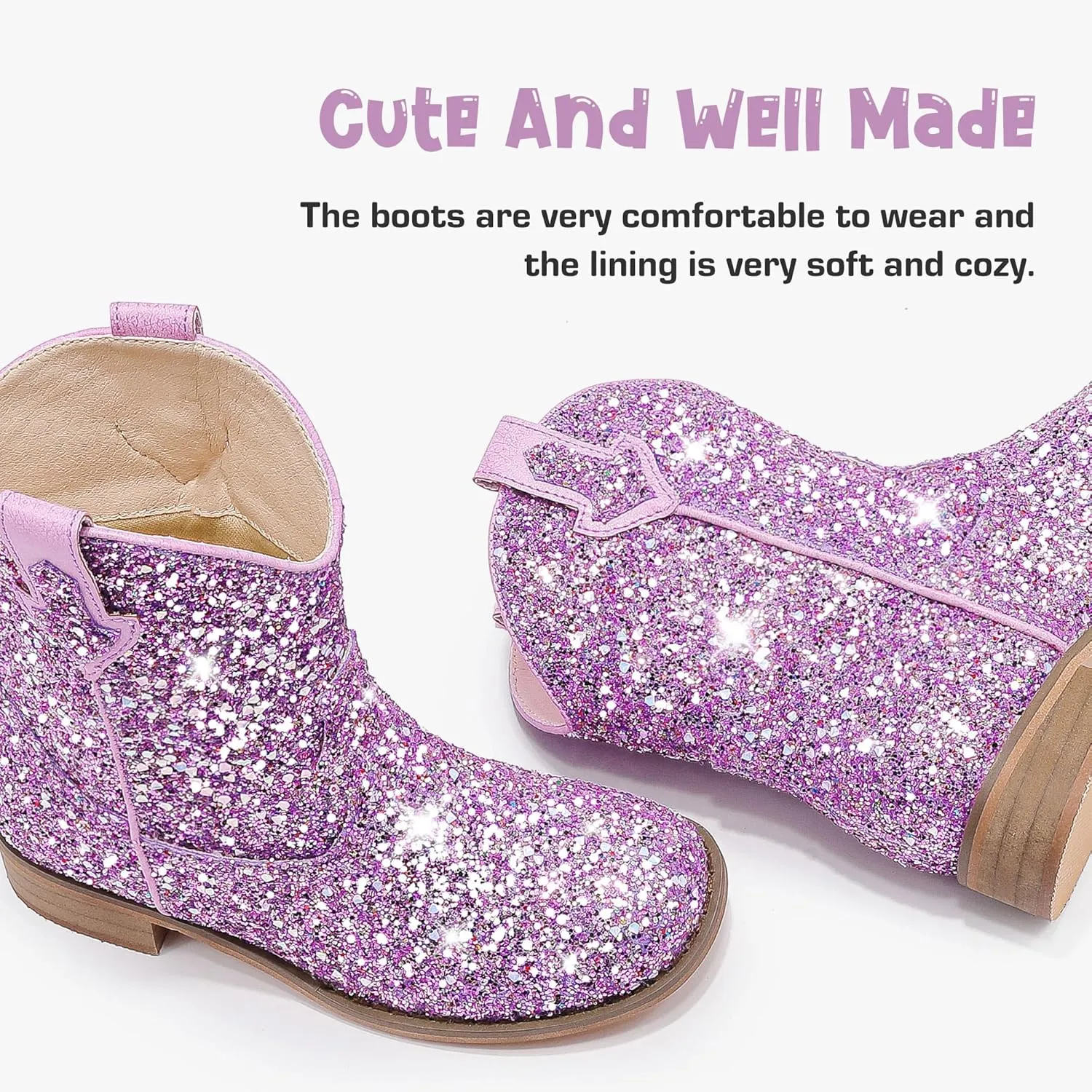 Toddler Girls Cowgirl Boots Western Glitter Cowboy Boot Ankle Boots Little Kids Big Kid Horse Riding Shoes Party Birthday Dress Up