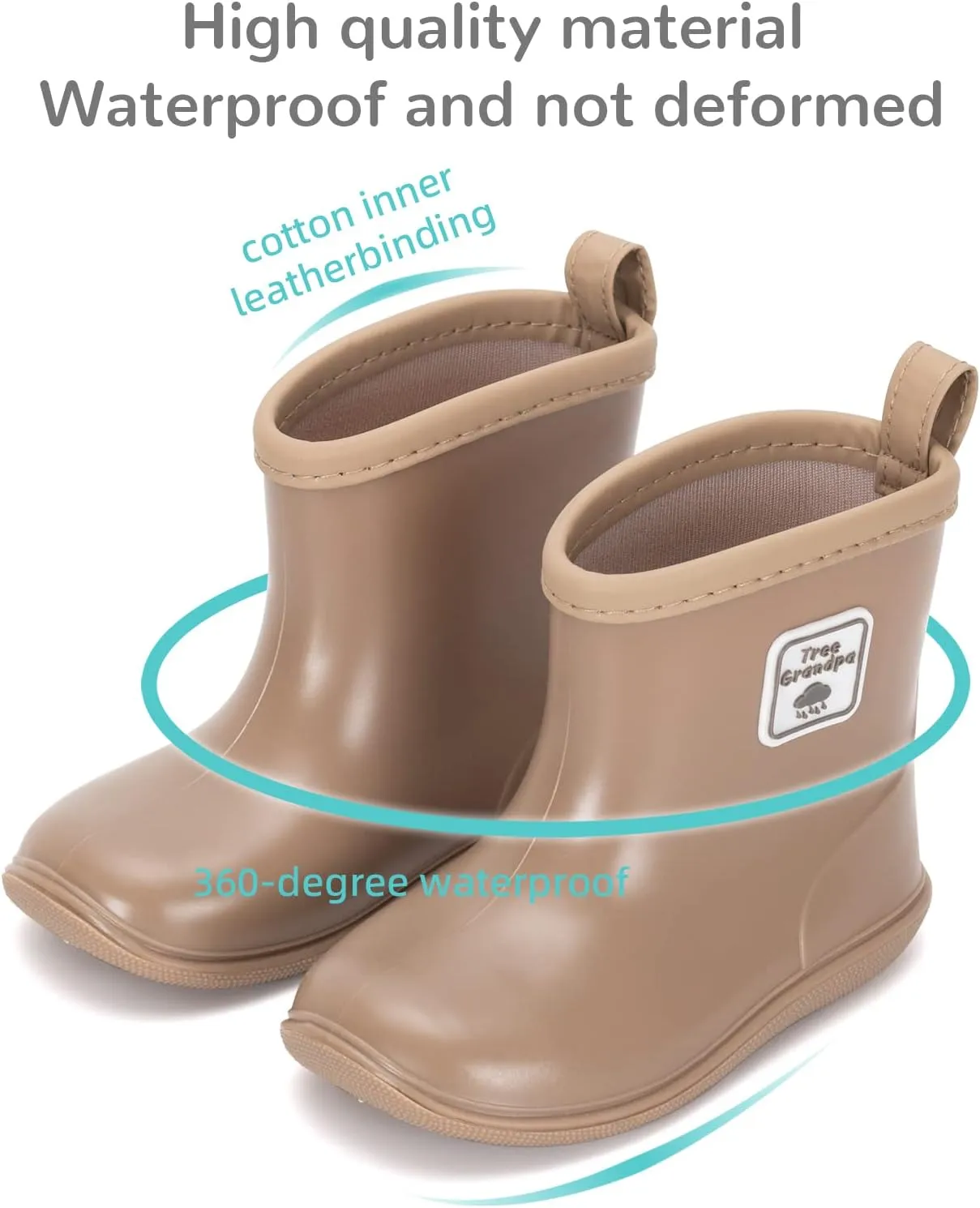 Toddler Kids Rain Boots for Boys Girls Easy-on Lightweight Waterproof Rainboots Baby