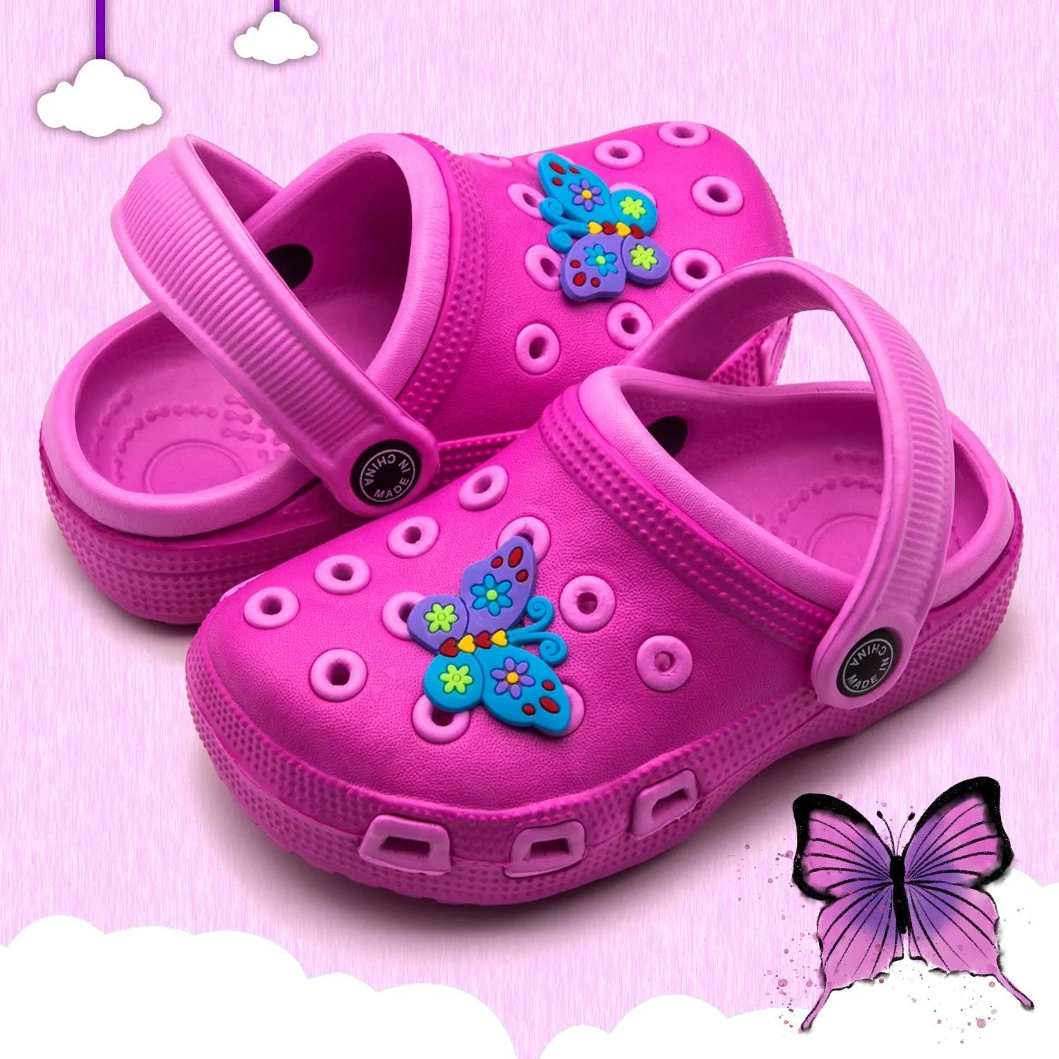 Toddler Little Kids Clogs Slip On Girls Boys Garden Clogs Summer Non-Slip Lightweight Slide Sandals Shoes Pool Shower Beach Slippers