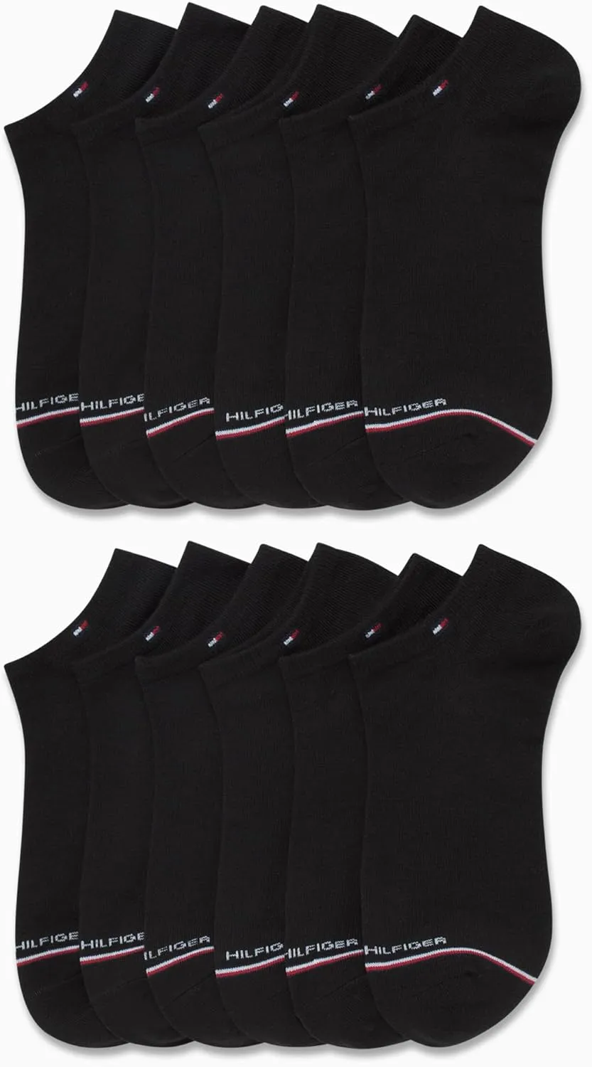 Tommy Hilfiger Men's Socks - 12 Pack Cushion Comfort Athletic Low Cut No Show Ankle Socks (Shoe Size 7-12)