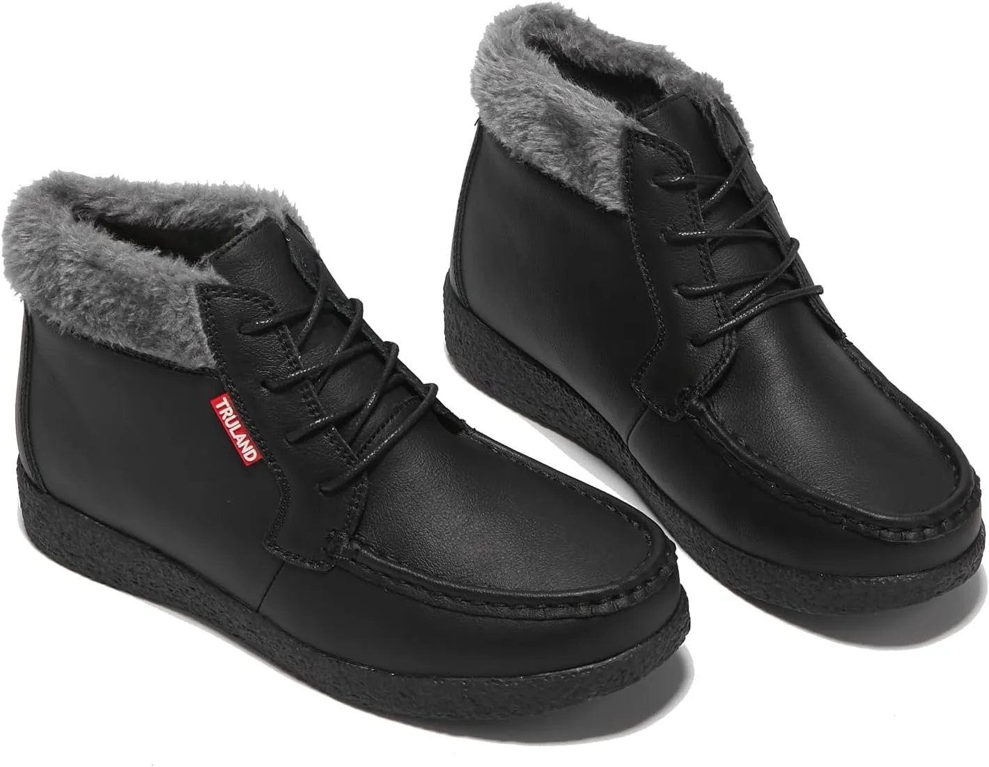 TRULAND Women’s Winter Boots – Suede Leather Fur Lined Water Resistant Ankle Boots
