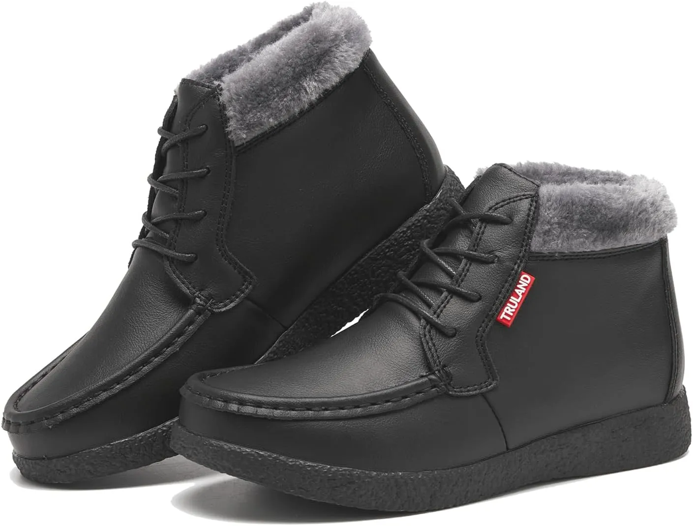 TRULAND Women’s Winter Boots – Suede Leather Fur Lined Water Resistant Ankle Boots