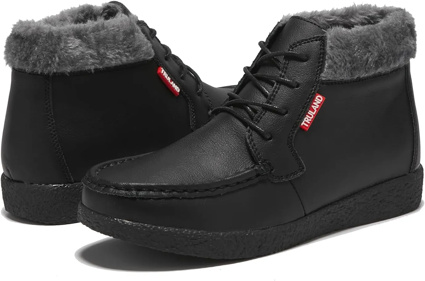 TRULAND Women’s Winter Boots – Suede Leather Fur Lined Water Resistant Ankle Boots