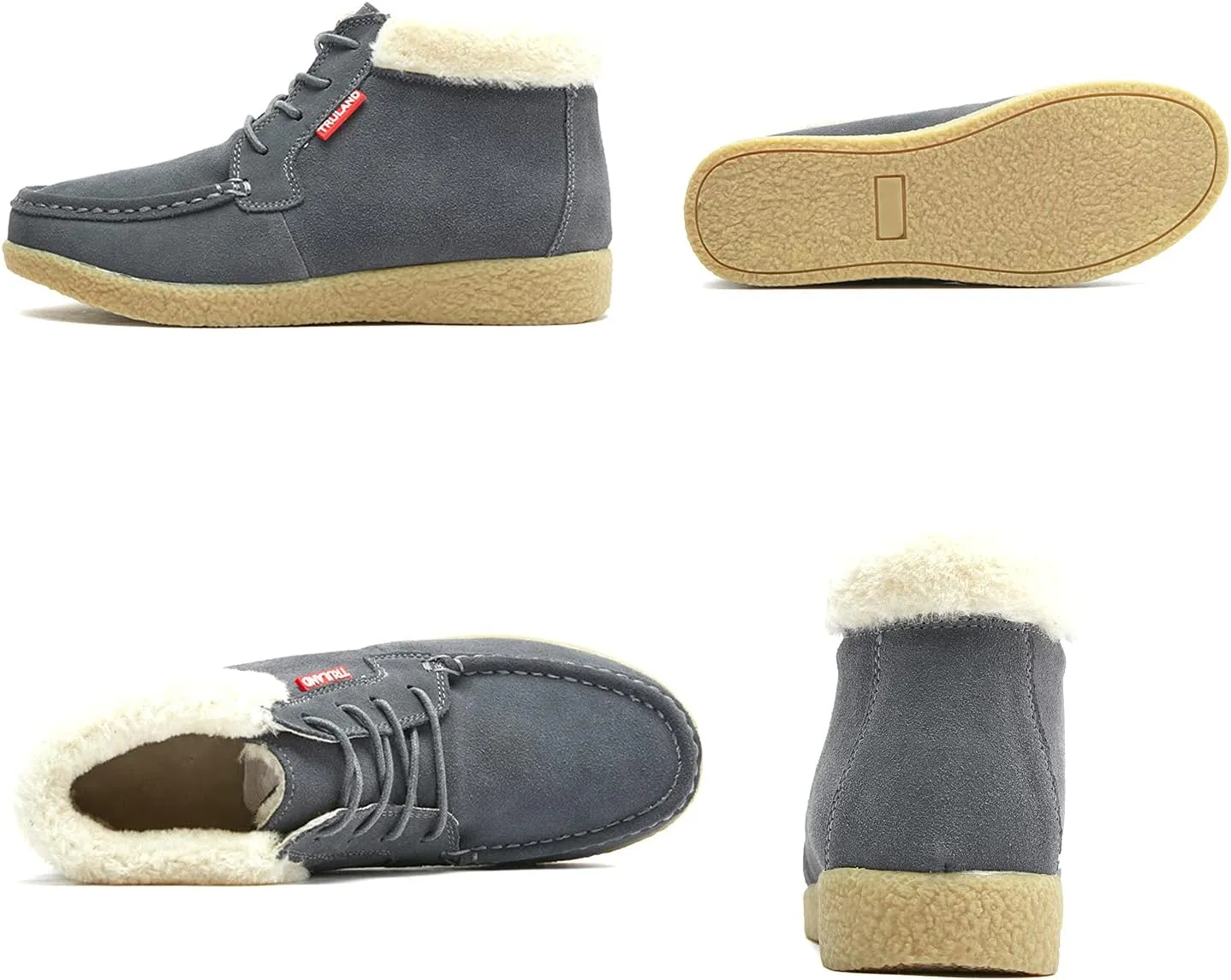 TRULAND Women’s Winter Boots – Suede Leather Fur Lined Water Resistant Ankle Boots