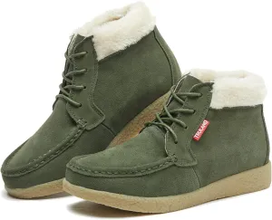 TRULAND Women’s Winter Boots – Suede Leather Fur Lined Water Resistant Ankle Boots