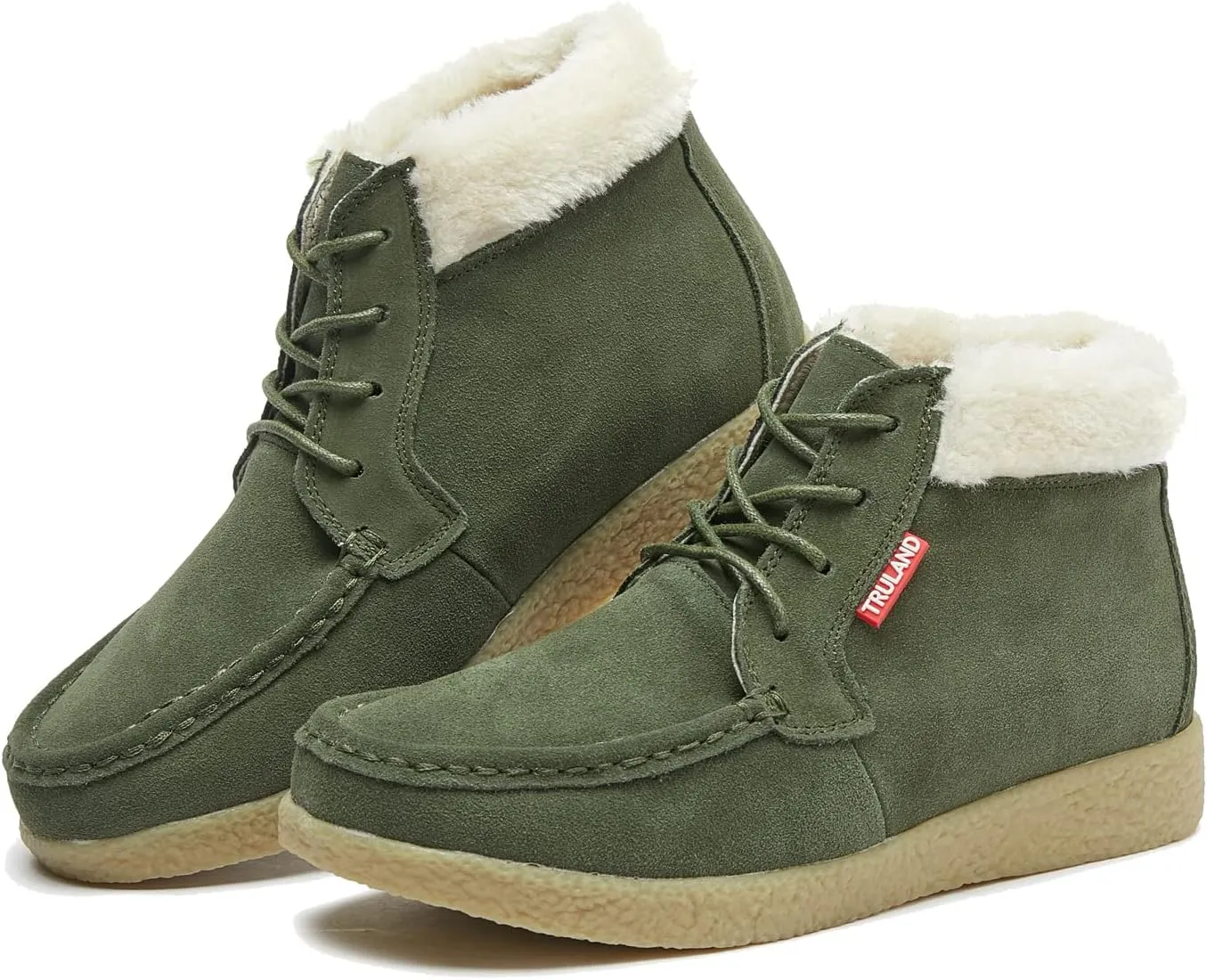 TRULAND Women’s Winter Boots – Suede Leather Fur Lined Water Resistant Ankle Boots