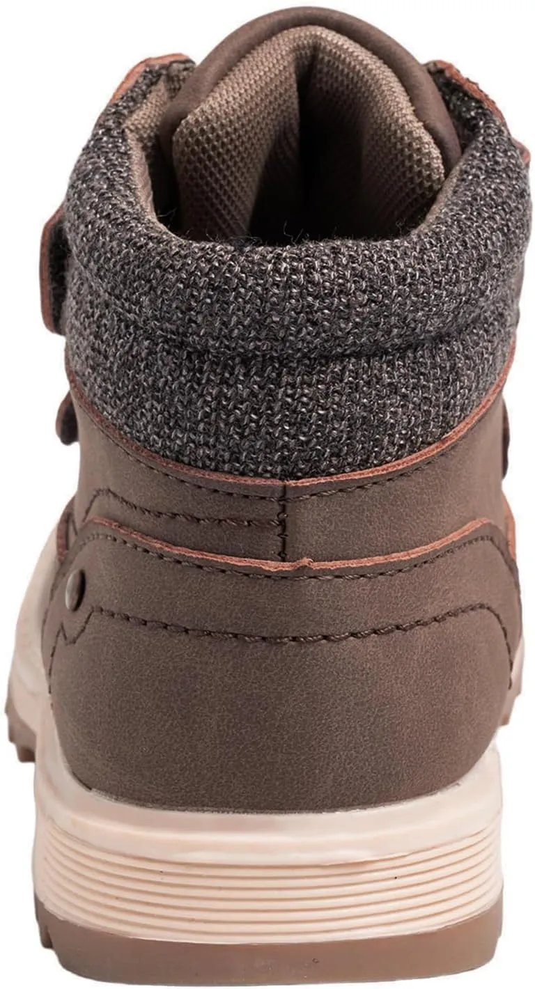 TZJS Kids' Hiking Work Boots for Boys Girls, Waterproof Outdoor Ankle Boots with Hook and Loop
