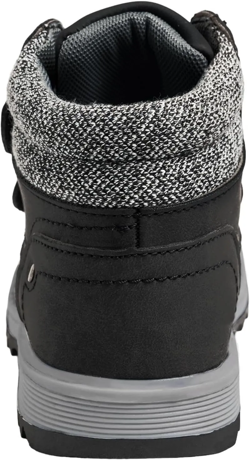 TZJS Kids' Hiking Work Boots for Boys Girls, Waterproof Outdoor Ankle Boots with Hook and Loop