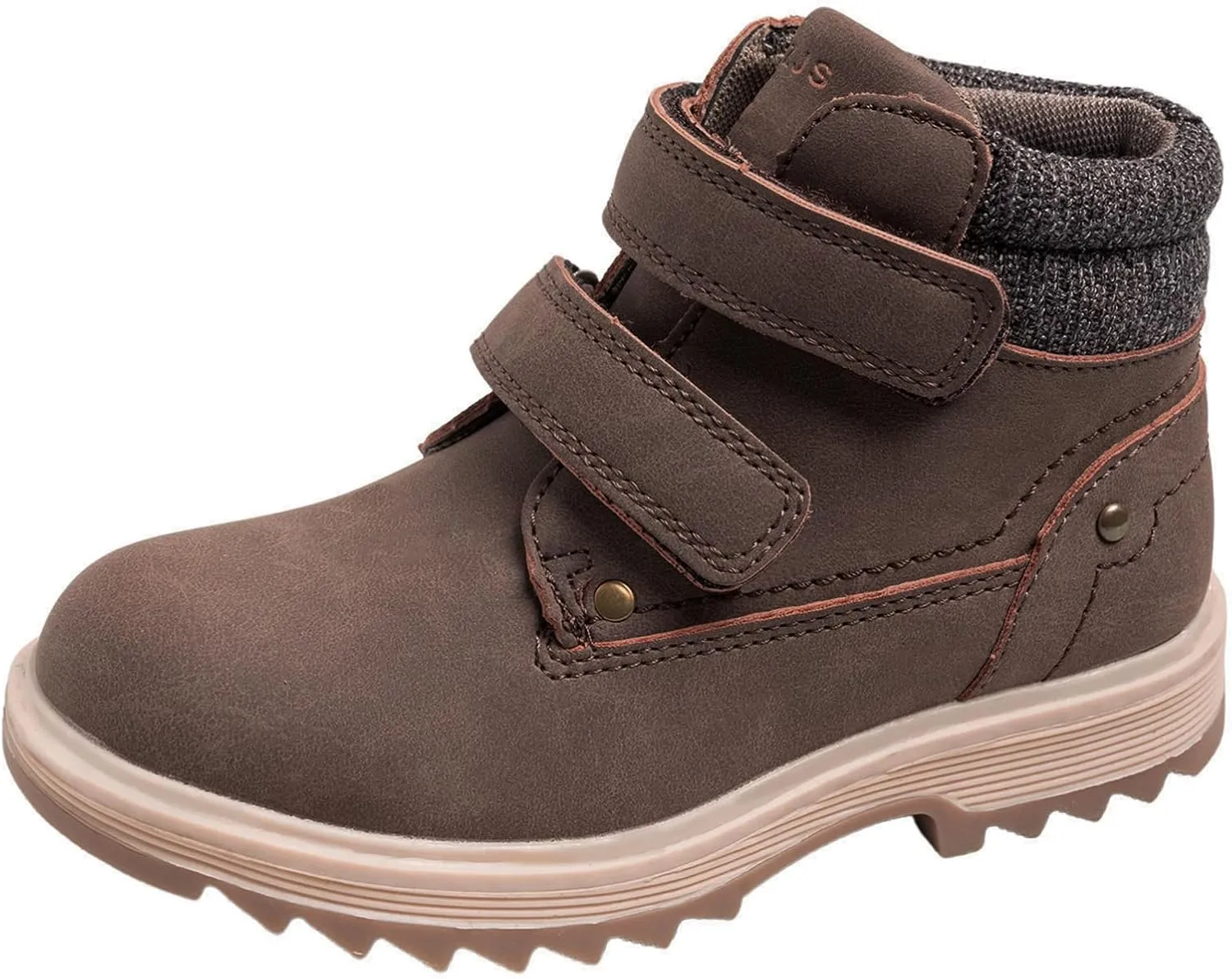 TZJS Kids' Hiking Work Boots for Boys Girls, Waterproof Outdoor Ankle Boots with Hook and Loop